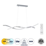GLOBOSTAR® MORALES 61277 Μοντέρνο Κρεμαστό Φωτιστικό Οροφής LED 54W 5400lm 300° AC 220-240V IP20 Ρυθμιζόμενο Λευκό CCT με Χειριστήριο από 2700K έως 6000K Dimmable - Lumileds SMD Chip - Νίκελ Βούρτσας - Μ90 x Π14 x Υ14cm - 3 Χρόνια Εγγύηση