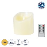 GloboStar® FIREFLAME 79541 Διακοσμητικό Realistic Κερί Παραφίνης με LED Εφέ Κινούμενης Φλόγας - Μπαταρίας & Ασύρματο Χειριστήριο IR Θερμό Λευκό 2700K Dimmable - Φ10 x Υ10cm