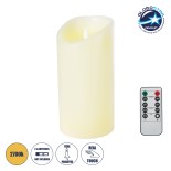 GloboStar® FIREFLAME 79543 Διακοσμητικό Realistic Κερί Παραφίνης με LED Εφέ Κινούμενης Φλόγας - Μπαταρίας & Ασύρματο Χειριστήριο IR Θερμό Λευκό 2700K Dimmable - Φ10 x Υ20cm