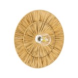 GloboStar® COLOMBO 02284 Boho Φωτιστικό Τοίχου - Απλίκα Μονόφωτο 1 x E27 AC 220-240V IP20 - Φ40 x Υ4.5cm - Μπεζ Καφέ Φυσική Ράφια Άχυρο Πλέγμα