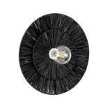 GloboStar® COLOMBO 02280 Boho Φωτιστικό Τοίχου - Απλίκα Μονόφωτο 1 x E27 AC 220-240V IP20 - Φ40 x Υ4.5cm - Μαύρη Φυσική Ράφια Άχυρο Πλέγμα