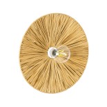 GloboStar® COLOMBO 02283 Boho Φωτιστικό Τοίχου - Απλίκα Μονόφωτο 1 x E27 AC 220-240V IP20 - Φ40 x Υ4.5cm - Μπεζ Καφέ Φυσική Ράφια Άχυρο Πλέγμα
