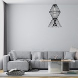 GloboStar® YOSHI 01929 Boho Κρεμαστό Φωτιστικό Φιγούρα Μονόφωτο 1 x E27 IP20 Μαύρο Ξύλο - Μ35 x Π35 x Υ60cm