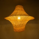 GloboStar® JUNIPER 02047 Boho Κρεμαστό Φωτιστικό Πλέγμα Μονόφωτο 1 x E27 IP20 Μπεζ Ξύλο - Μ100 x Π100 x Υ90cm
