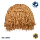 GloboStar® GUADELOUPE 02156 Boho Κρεμαστό Φωτιστικό Καμπάνα Μονόφωτο 1 x E27 IP20 Μπεζ Raffia - Μ120 x Π120 x Υ100cm
