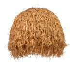 GloboStar® GUADELOUPE 02156 Boho Κρεμαστό Φωτιστικό Καμπάνα Μονόφωτο 1 x E27 IP20 Μπεζ Raffia - Μ120 x Π120 x Υ100cm