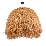 GloboStar® GUADELOUPE 02156 Boho Κρεμαστό Φωτιστικό Καμπάνα Μονόφωτο 1 x E27 IP20 Μπεζ Raffia - Μ120 x Π120 x Υ100cm