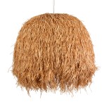 GloboStar® GUADELOUPE 02156 Boho Κρεμαστό Φωτιστικό Καμπάνα Μονόφωτο 1 x E27 IP20 Μπεζ Raffia - Μ120 x Π120 x Υ100cm