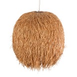 GloboStar® GUADELOUPE 02156 Boho Κρεμαστό Φωτιστικό Καμπάνα Μονόφωτο 1 x E27 IP20 Μπεζ Raffia - Μ120 x Π120 x Υ100cm