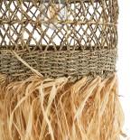 GloboStar® SAINTLUCIA 02160 Boho Κρεμαστό Φωτιστικό Καμπάνα Μονόφωτο 1 x E27 IP20 Μπεζ & Καφέ Raffia - Μ30 x Π30 x Υ90cm