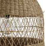 GloboStar® SAINTLUCIA 02161 Boho Κρεμαστό Φωτιστικό Καμπάνα Μονόφωτο 1 x E27 IP20 Μπεζ Raffia - Μ66 x Π66 x Υ120cm