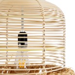 GloboStar® BASSETERRE 02162 Boho Κρεμαστό Φωτιστικό Καμπάνα Μονόφωτο 1 x E27 IP20 Μπεζ Raffia - Μ35 x Π35 x Υ60cm