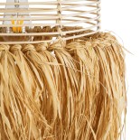 GloboStar® BASSETERRE 02162 Boho Κρεμαστό Φωτιστικό Καμπάνα Μονόφωτο 1 x E27 IP20 Μπεζ Raffia - Μ35 x Π35 x Υ60cm