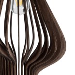 GloboStar® MIHIRO 02173 Boho Κρεμαστό Φωτιστικό Πλέγμα Μονόφωτο 1 x E27 IP20 Καφέ Ξύλο - Μ32 x Π32 x Υ56cm