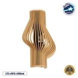 GloboStar® MIHIRO 02174 Boho Φωτιστικό Τοίχου - Απλίκα Μονόφωτο 1 x E27 AC 220-240V IP20 - Μ25 x Π13 x Υ40cm - Καφέ Ξύλινο Πλέγμα