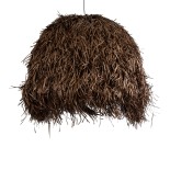 GloboStar® GUADELOUPE 02295 Boho Κρεμαστό Φωτιστικό Καμπάνα Μονόφωτο 1 x E27 IP20 Καφέ Raffia - Μ120 x Π120 x Υ100cm