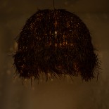 GloboStar® GUADELOUPE 02295 Boho Κρεμαστό Φωτιστικό Καμπάνα Μονόφωτο 1 x E27 IP20 Καφέ Raffia - Μ120 x Π120 x Υ100cm