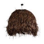GloboStar® GUADELOUPE 02295 Boho Κρεμαστό Φωτιστικό Καμπάνα Μονόφωτο 1 x E27 IP20 Καφέ Raffia - Μ120 x Π120 x Υ100cm
