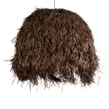 GloboStar® GUADELOUPE 02295 Boho Κρεμαστό Φωτιστικό Καμπάνα Μονόφωτο 1 x E27 IP20 Καφέ Raffia - Μ120 x Π120 x Υ100cm