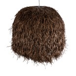 GloboStar® GUADELOUPE 02295 Boho Κρεμαστό Φωτιστικό Καμπάνα Μονόφωτο 1 x E27 IP20 Καφέ Raffia - Μ120 x Π120 x Υ100cm