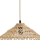 GloboStar® KAIA 02346 Boho Κρεμαστό Φωτιστικό Καμπάνα Μονόφωτο 1 x E27 IP20 Μπεζ Ρατάν - Μ60 x Π60 x Υ20cm