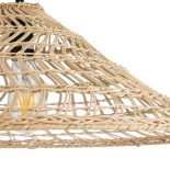 GloboStar® KAIA 02346 Boho Κρεμαστό Φωτιστικό Καμπάνα Μονόφωτο 1 x E27 IP20 Μπεζ Ρατάν - Μ60 x Π60 x Υ20cm