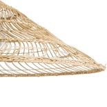 GloboStar® KAIA 02348 Boho Κρεμαστό Φωτιστικό Καμπάνα Μονόφωτο 1 x E27 IP20 Μπεζ Ρατάν - Μ100 x Π100 x Υ30cm