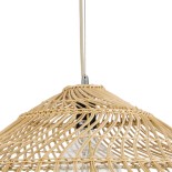 GloboStar® KAIA 02348 Boho Κρεμαστό Φωτιστικό Καμπάνα Μονόφωτο 1 x E27 IP20 Μπεζ Ρατάν - Μ100 x Π100 x Υ30cm