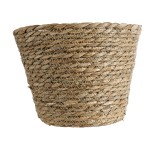 GloboStar® Artificial Garden PATMOS 20269 Διακοσμητικό Πλεκτό Καλάθι - Κασπώ Γλάστρα - Flower Pot Καφέ Φ20 x Υ15cm