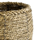 GloboStar® Artificial Garden THASSOS 20295 Διακοσμητικό Πλεκτό Καλάθι - Κασπώ Γλάστρα - Flower Pot Μπεζ Φ18 x Υ24cm