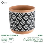 GloboStar® Artificial Garden AGRA 20522 Διακοσμητικό Κεραμικό Κασπώ Γλάστρα - Flower Pot Μαύρο με Λευκό και Μπεζ Φ14.5 x Υ13cm