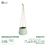 GloboStar® Artificial Garden BUBASTIS 20527 Κρεμαστό Διακοσμητικό Κεραμικό Κασπώ Γλάστρα - Flower Pot Λευκό με Πράσινο Φ13 x Υ10.5cm