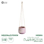 GloboStar® Artificial Garden NIGERIA 20529 Κρεμαστό Διακοσμητικό Κεραμικό Κασπώ Γλάστρα - Flower Pot Μωβ με Λευκό Φ12 x Υ11cm