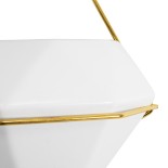 GloboStar® Artificial Garden LOUVRE 20534 Διακοσμητικό Κεραμικό Κασπώ Γλάστρα - Flower Pot Λευκό με Χρυσό Μ20 x Π10.5 x Υ30cm