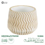 GloboStar® Artificial Garden SILEMA 20540 Διακοσμητικό Κεραμικό Κασπώ Γλάστρα - Flower Pot Λευκό με Μπεζ Φ11.5 x Υ9.5cm