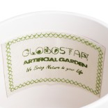 GloboStar® Artificial Garden PUERTO RICO 20542 Διακοσμητικό Κεραμικό Κασπώ Γλάστρα - Flower Pot Λευκό με Μπεζ Ξύλο Φ16 x Υ16cm