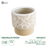 GloboStar® Artificial Garden RAFFAELO 20544 Διακοσμητικό Κεραμικό Κασπώ Γλάστρα - Flower Pot Μπεζ με Λευκό Φ11 x Υ11cm