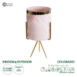 GloboStar® Artificial Garden COLORADO 20566 Διακοσμητικό Κεραμικό Κασπώ Γλάστρα - Flower Pot Ροζ με Χρυσή Μεταλλική Βάση και Λευκές Λεπτομέρειες Φ8 x Υ17cm