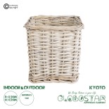 GloboStar® Artificial Garden KYOTO 20589 Διακοσμητικό Πλεκτό Καλάθι - Κασπώ Γλάστρα - Flower Pot Λευκό με Μπεζ Φ20 x Υ20cm