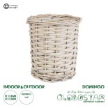 GloboStar® Artificial Garden DOMINGO 20591 Διακοσμητικό Πλεκτό Καλάθι - Κασπώ Γλάστρα - Flower Pot Λευκό με Μπεζ Φ16 x Υ18cm