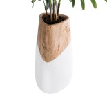 GloboStar® Artificial Garden PANDORA 20707 Επιδαπέδιο Πολυεστερικό Τσιμεντένιο Κασπώ Γλάστρα - Flower Pot Καφέ με Λευκό Μ49 x Π45 x Υ90cm