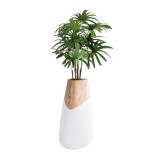 GloboStar® Artificial Garden PANDORA 20707 Επιδαπέδιο Πολυεστερικό Τσιμεντένιο Κασπώ Γλάστρα - Flower Pot Καφέ με Λευκό Μ49 x Π45 x Υ90cm