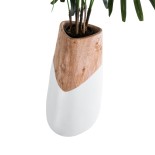 GloboStar® Artificial Garden PANDORA 20707 Επιδαπέδιο Πολυεστερικό Τσιμεντένιο Κασπώ Γλάστρα - Flower Pot Καφέ με Λευκό Μ49 x Π45 x Υ90cm
