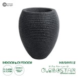 GloboStar® Artificial Garden NASHVILLE 20716 Επιδαπέδιο Πολυεστερικό Τσιμεντένιο Κασπώ Γλάστρα - Flower Pot Μαύρο Φ40 x Υ50cm