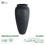 GloboStar® Artificial Garden OLYMPIA 20717 Επιδαπέδιο Πολυεστερικό Τσιμεντένιο Κασπώ Γλάστρα - Flower Pot Μαύρο Φ55 x Υ120cm