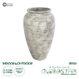 GloboStar® Artificial Garden IRISH 20721 Επιδαπέδιο Πολυεστερικό Τσιμεντένιο Κασπώ Γλάστρα - Flower Pot Λευκό - Μπεζ Φ55 x Υ90cm