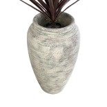 GloboStar® Artificial Garden IRISH 20721 Επιδαπέδιο Πολυεστερικό Τσιμεντένιο Κασπώ Γλάστρα - Flower Pot Λευκό - Μπεζ Φ55 x Υ90cm