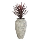 GloboStar® Artificial Garden IRISH 20721 Επιδαπέδιο Πολυεστερικό Τσιμεντένιο Κασπώ Γλάστρα - Flower Pot Λευκό - Μπεζ Φ55 x Υ90cm