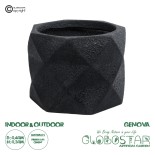 GloboStar® Artificial Garden GENOVA 20726 Επιδαπέδιο Πολυεστερικό Τσιμεντένιο Κασπώ Γλάστρα - Flower Pot Μαύρο Φ40 x Υ30cm