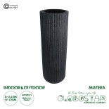 GloboStar® Artificial Garden MATERA 20733 Επιδαπέδιο Πολυεστερικό Τσιμεντένιο Κασπώ Γλάστρα - Flower Pot Μαύρο Φ42 x Υ120cm